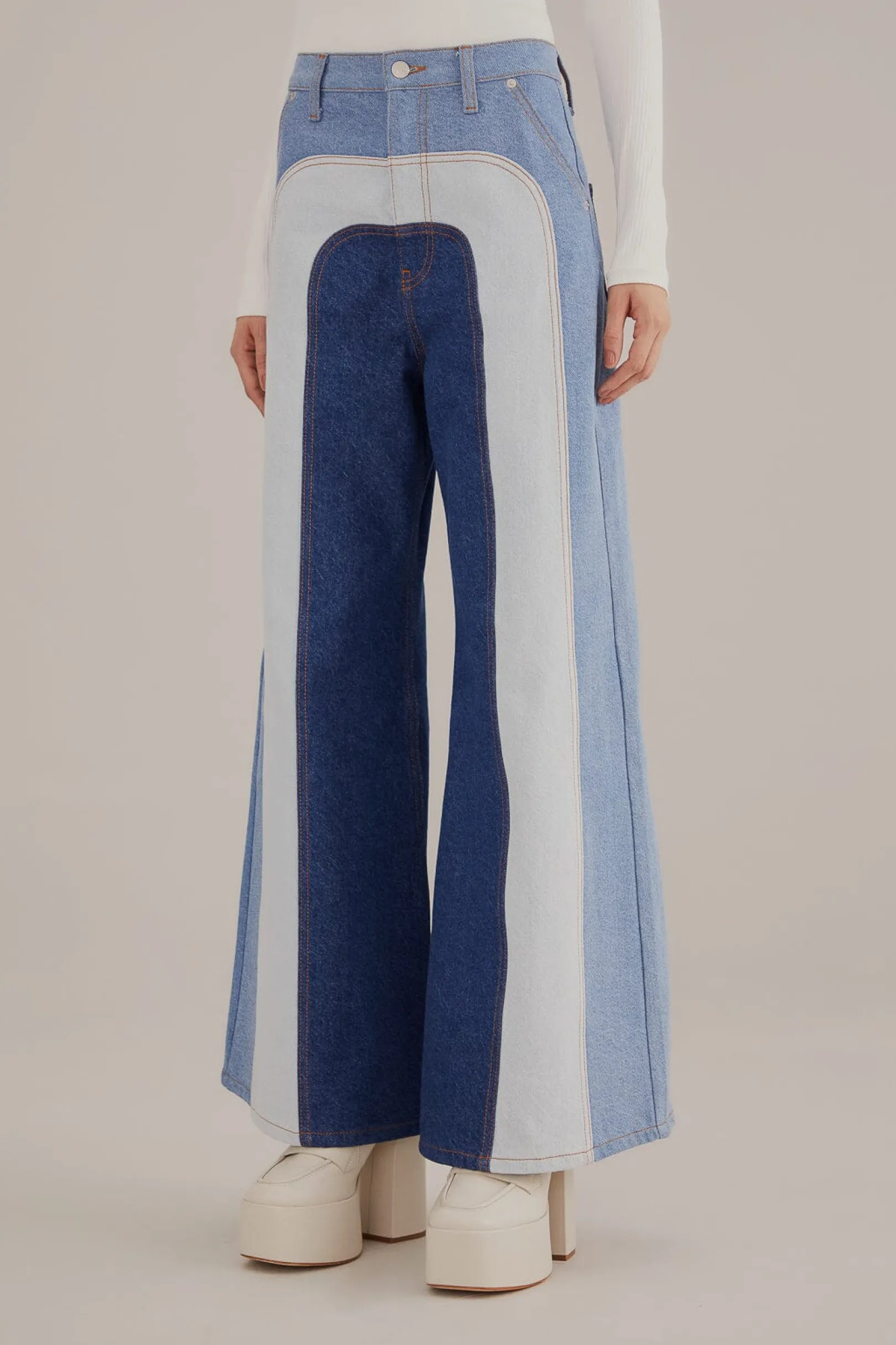 FARM Rio PATCHWORK DENIM WIDE PANTS Best