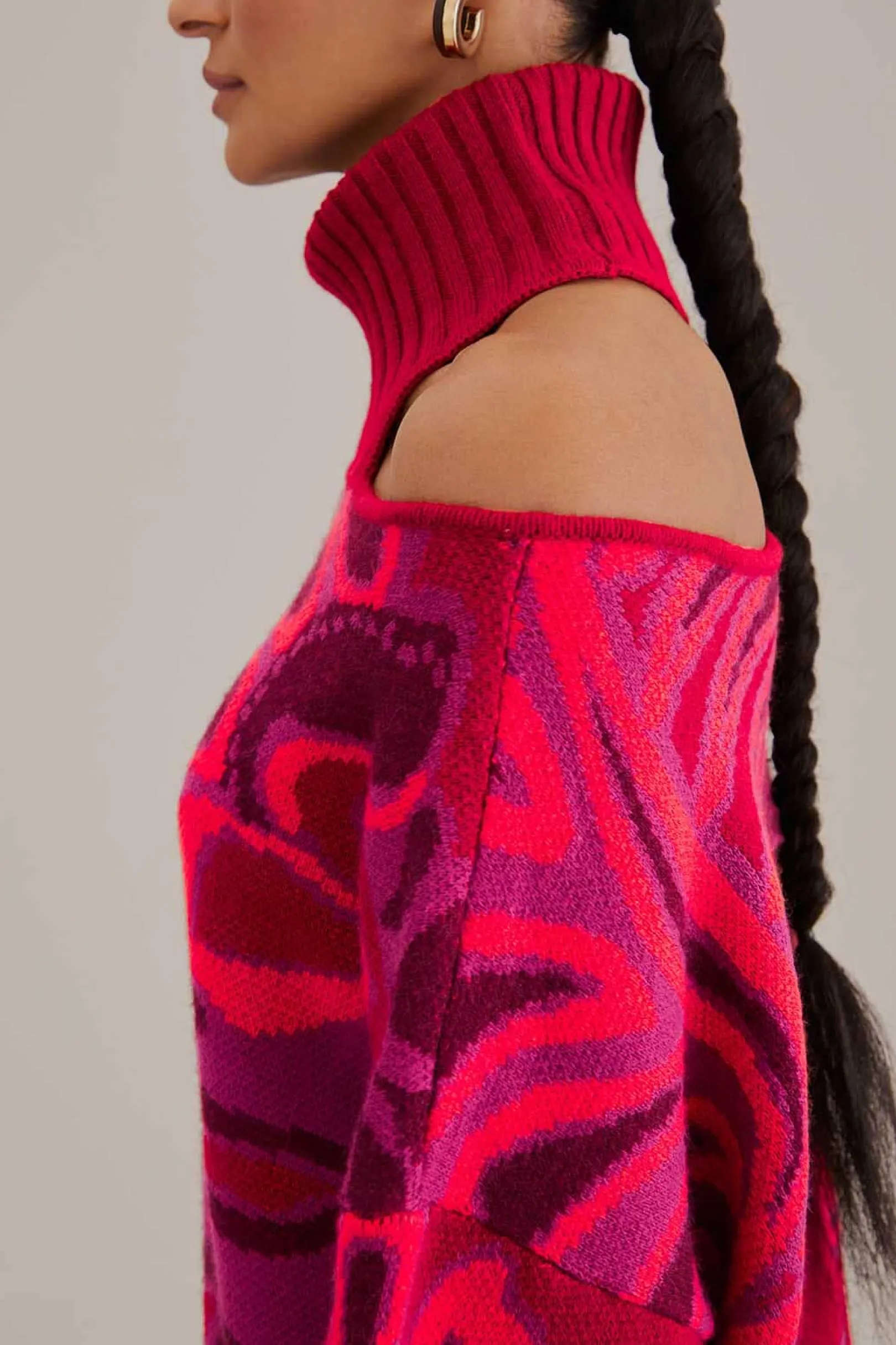 FARM Rio PINK BOLD FLORAL KNIT SWEATER Cheap