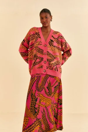 FARM Rio PINK CROCO MIDI SKIRT Outlet