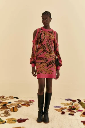 FARM Rio PINK CROCO SWEATER DRESS Flash Sale