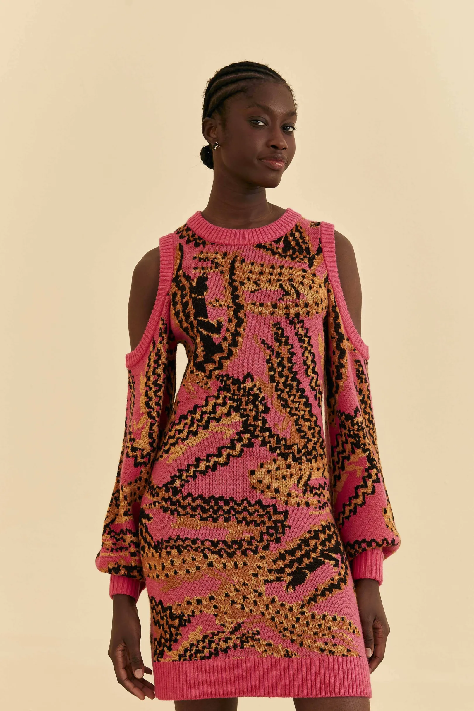 FARM Rio PINK CROCO SWEATER DRESS Flash Sale