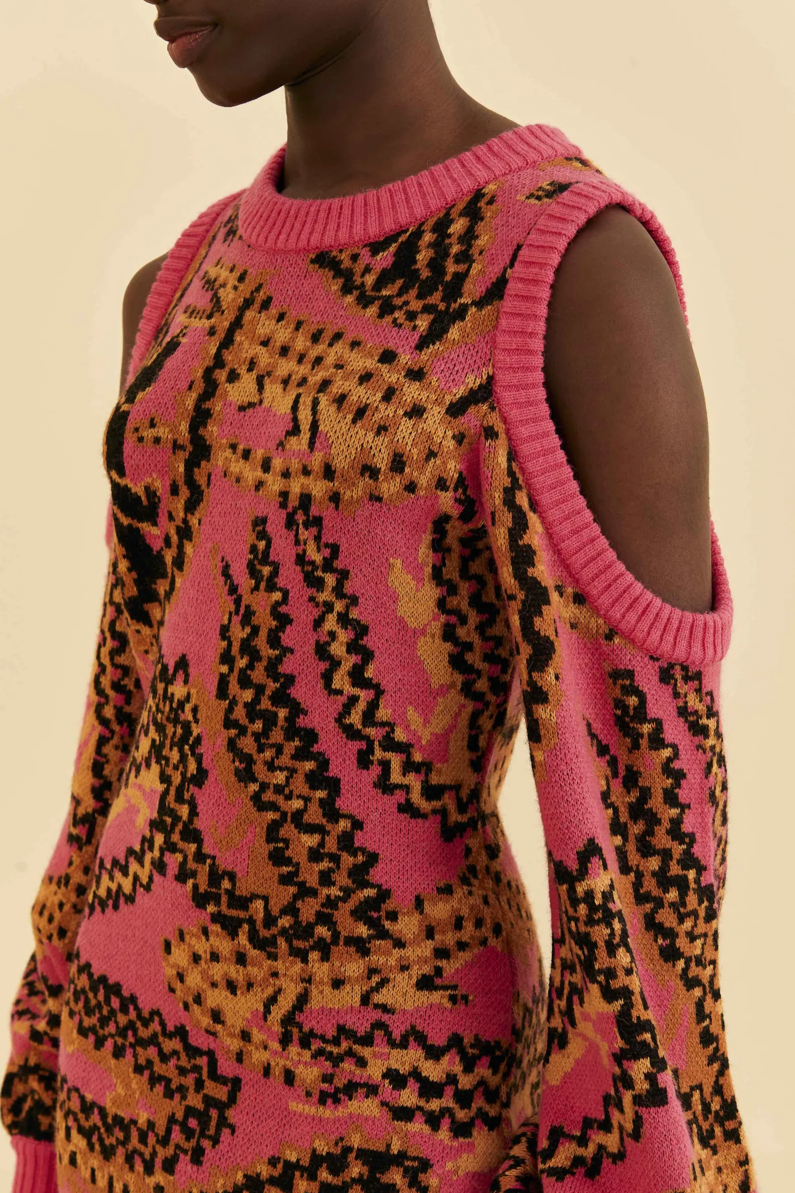FARM Rio PINK CROCO SWEATER DRESS Flash Sale