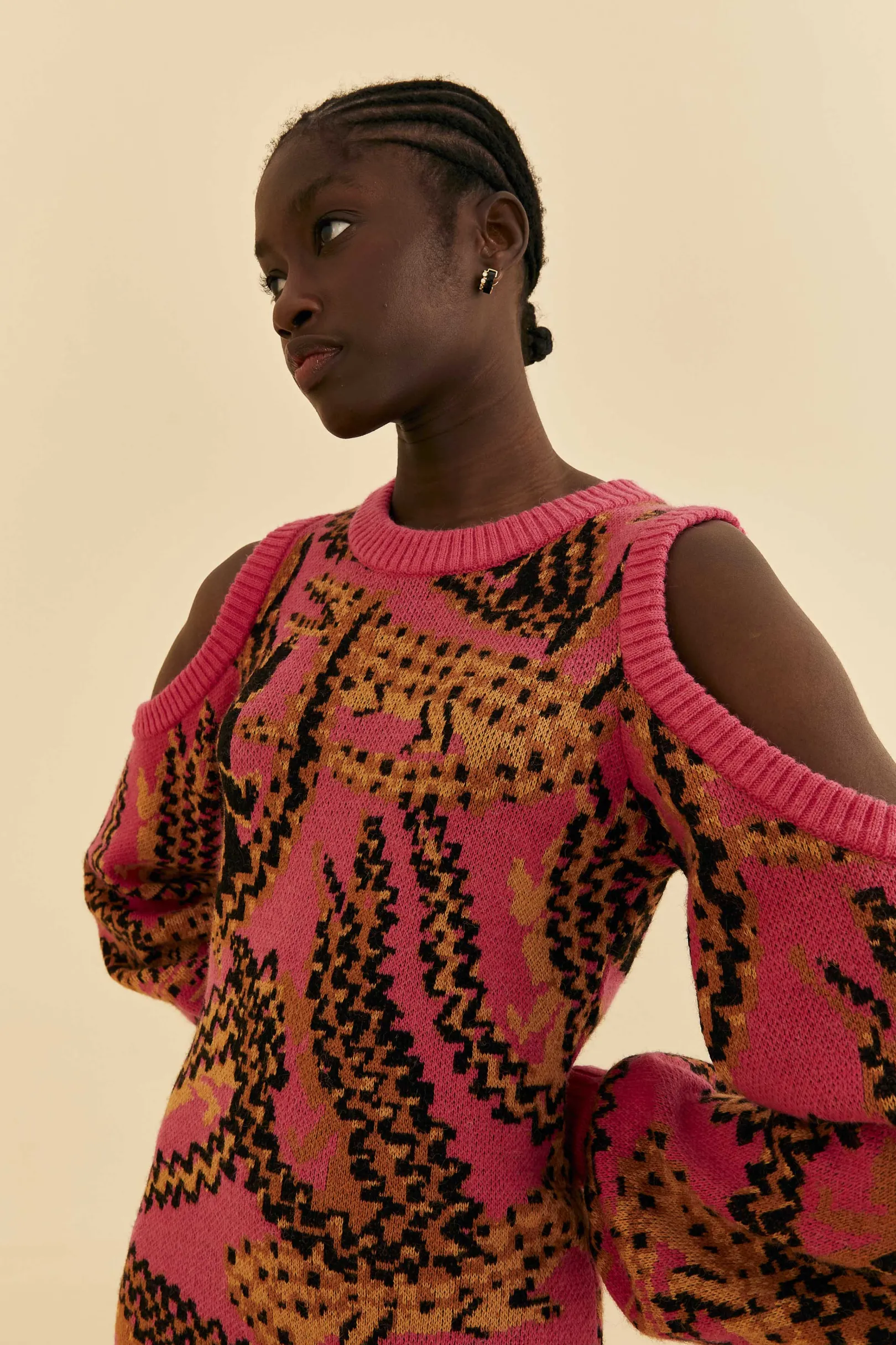 FARM Rio PINK CROCO SWEATER DRESS Flash Sale