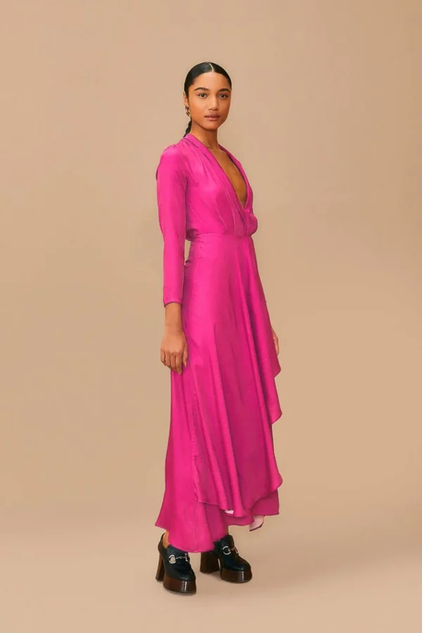 FARM Rio PINK LONG SLEEVE MAXI DRESS New