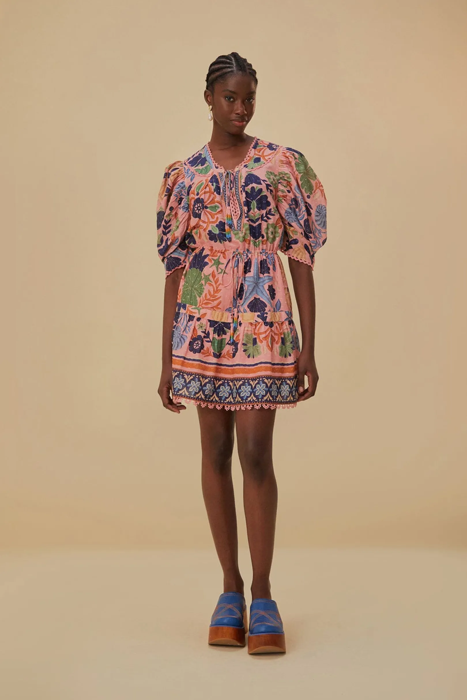 FARM Rio PINK SEASHELL TAPESTRY MINI DRESS Cheap