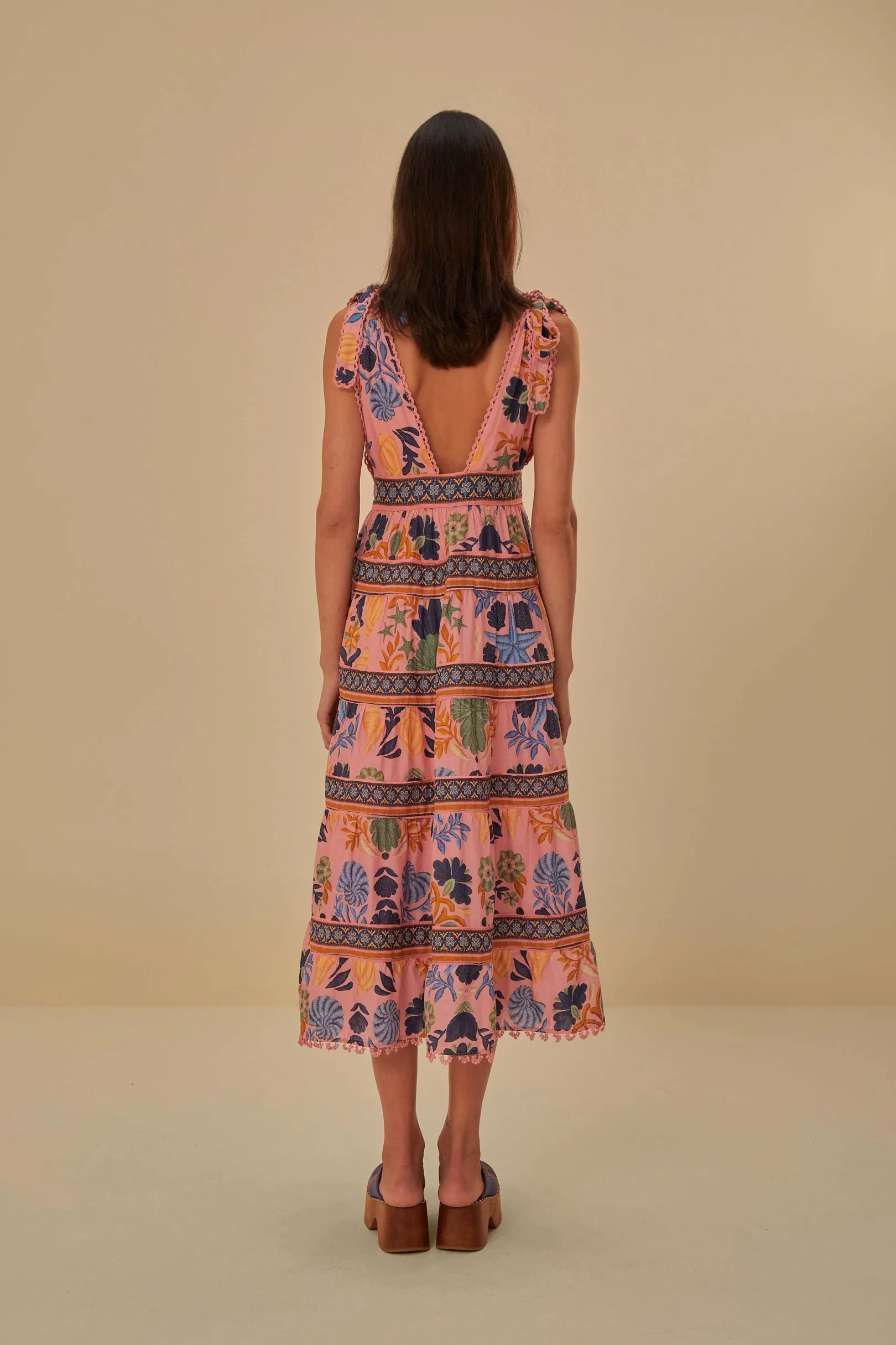 FARM Rio PINK SEASHELL TAPESTRY MIDI DRESS Shop