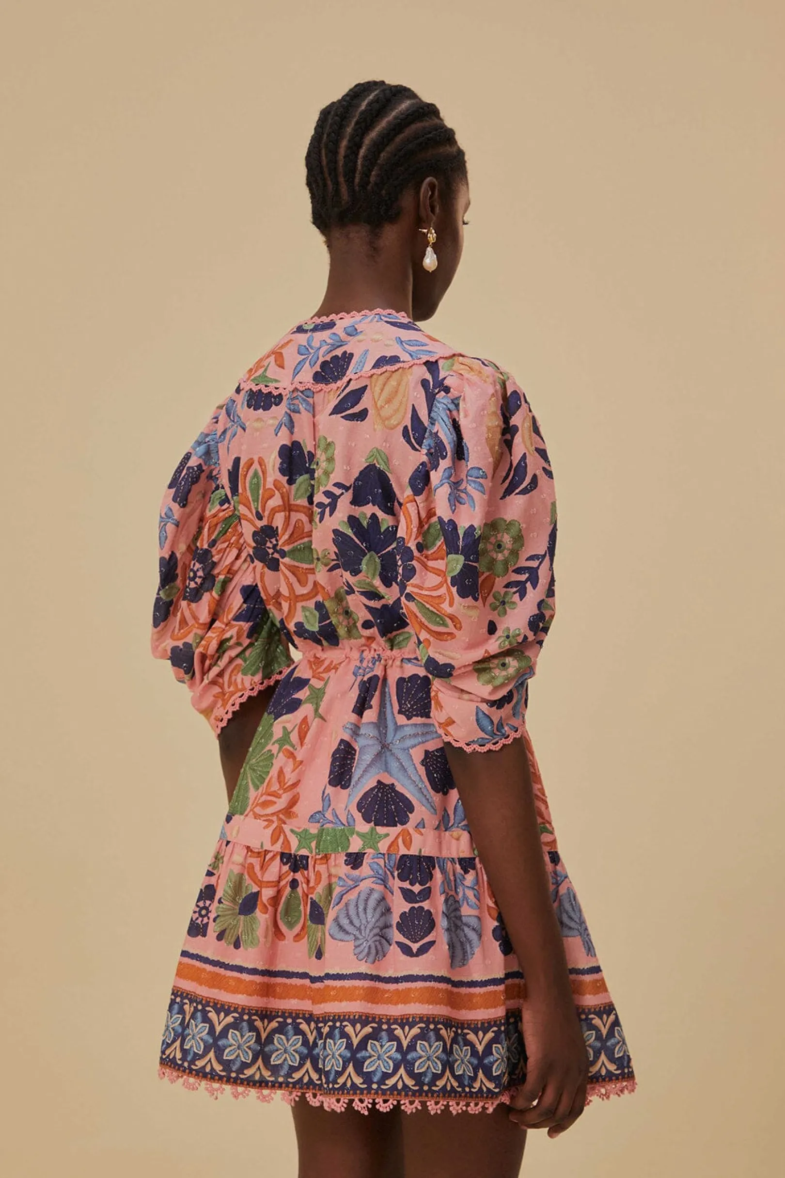 FARM Rio PINK SEASHELL TAPESTRY MINI DRESS Cheap