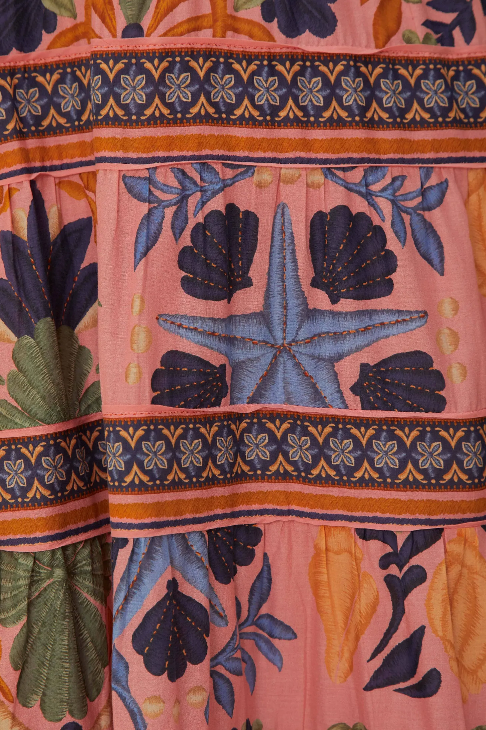 FARM Rio PINK SEASHELL TAPESTRY MIDI DRESS Shop