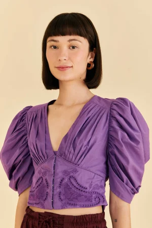FARM Rio PURPLE CROPPED BLOUSE Fashion