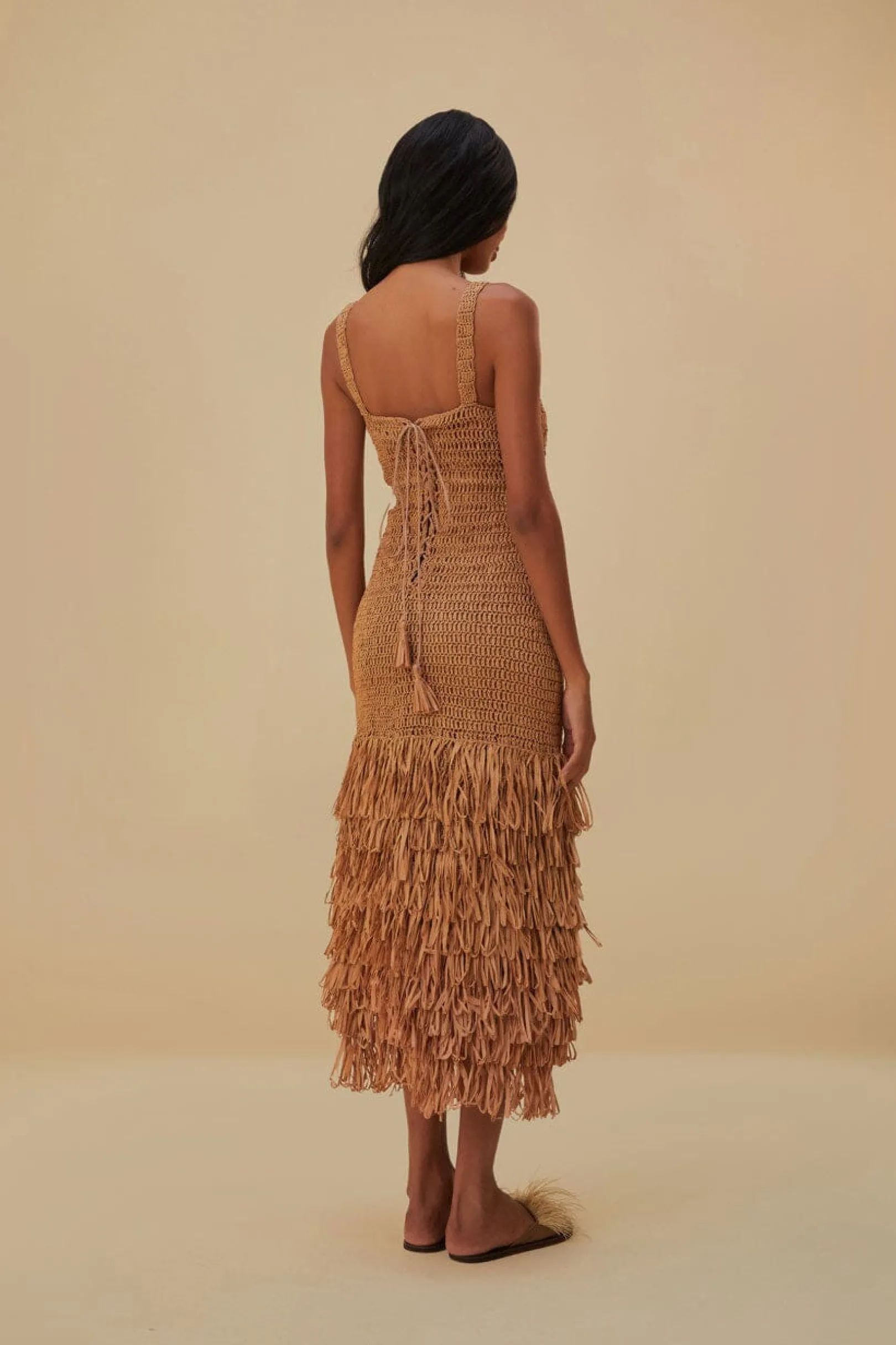 FARM Rio RAFFIA CUT-OUT MIDI DRESS Cheap