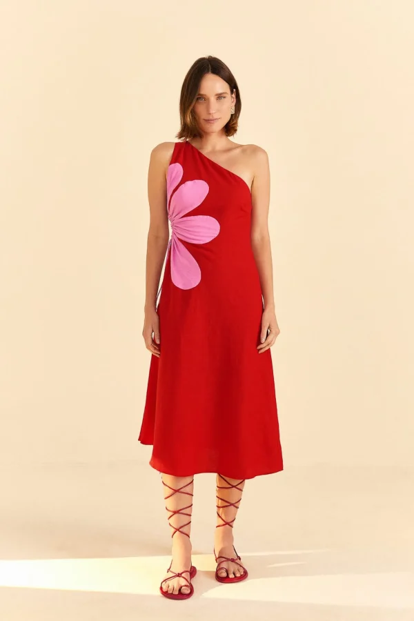 FARM Rio RED CUT-OUT FLOWER DRESS Shop