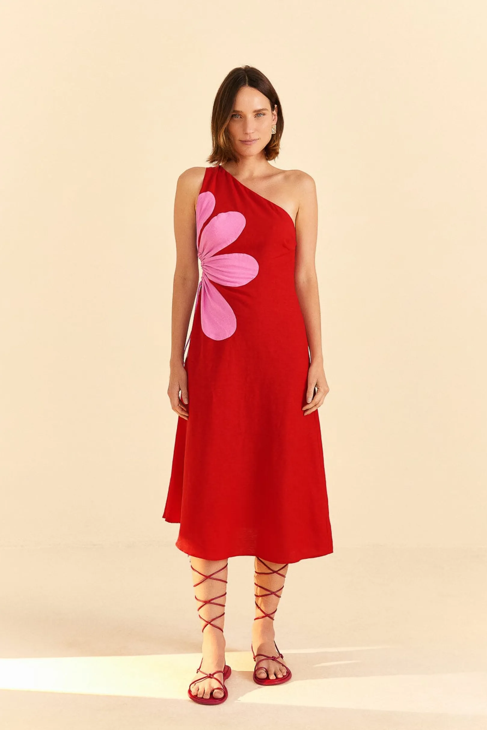 FARM Rio RED CUT-OUT FLOWER DRESS Shop