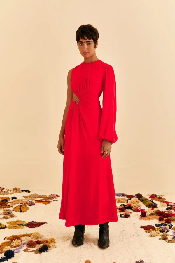 FARM Rio RED ONE SHOULDER MAXI DRESS Cheap