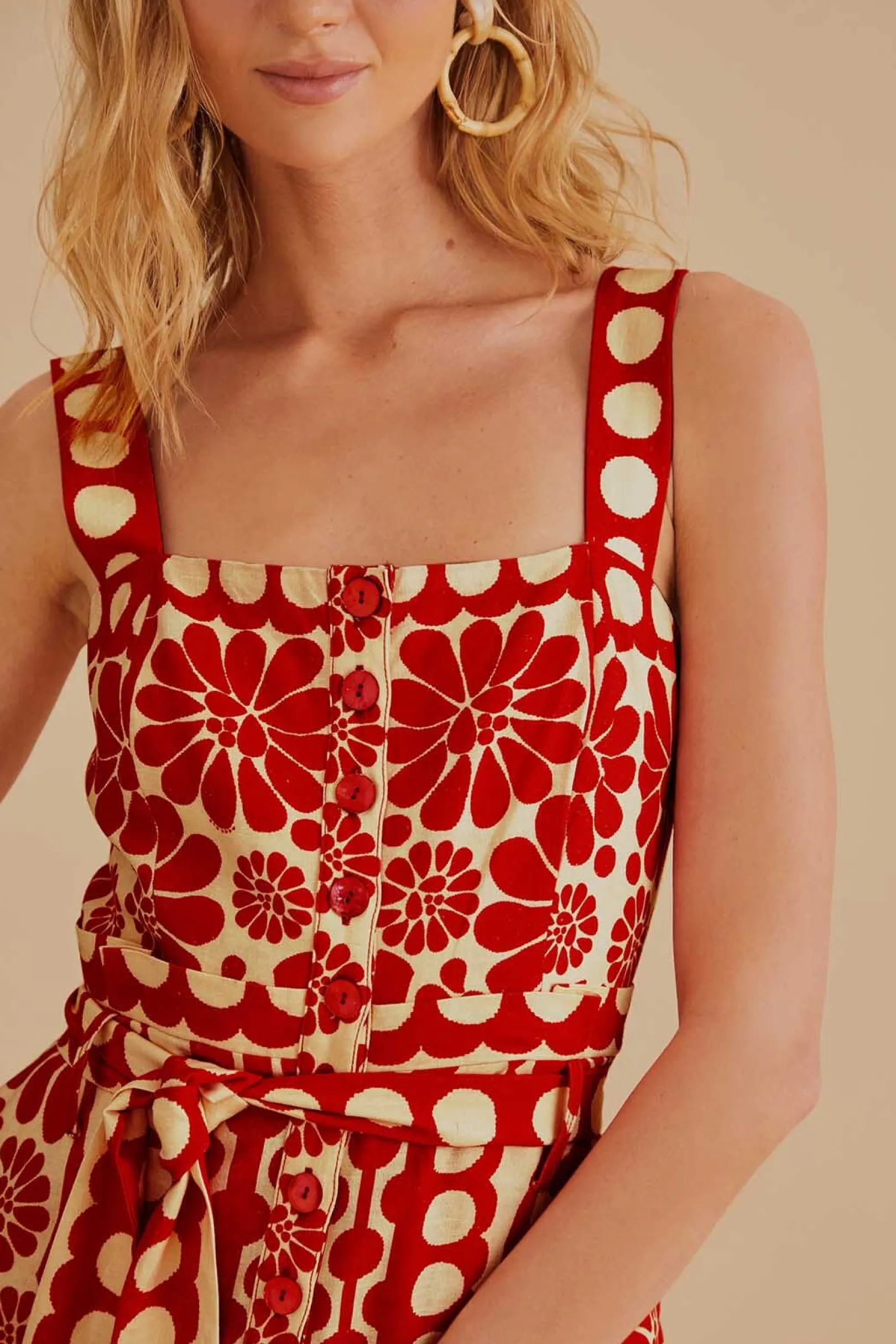 FARM Rio RED PALERMO SLEEVELESS ROMPER Flash Sale