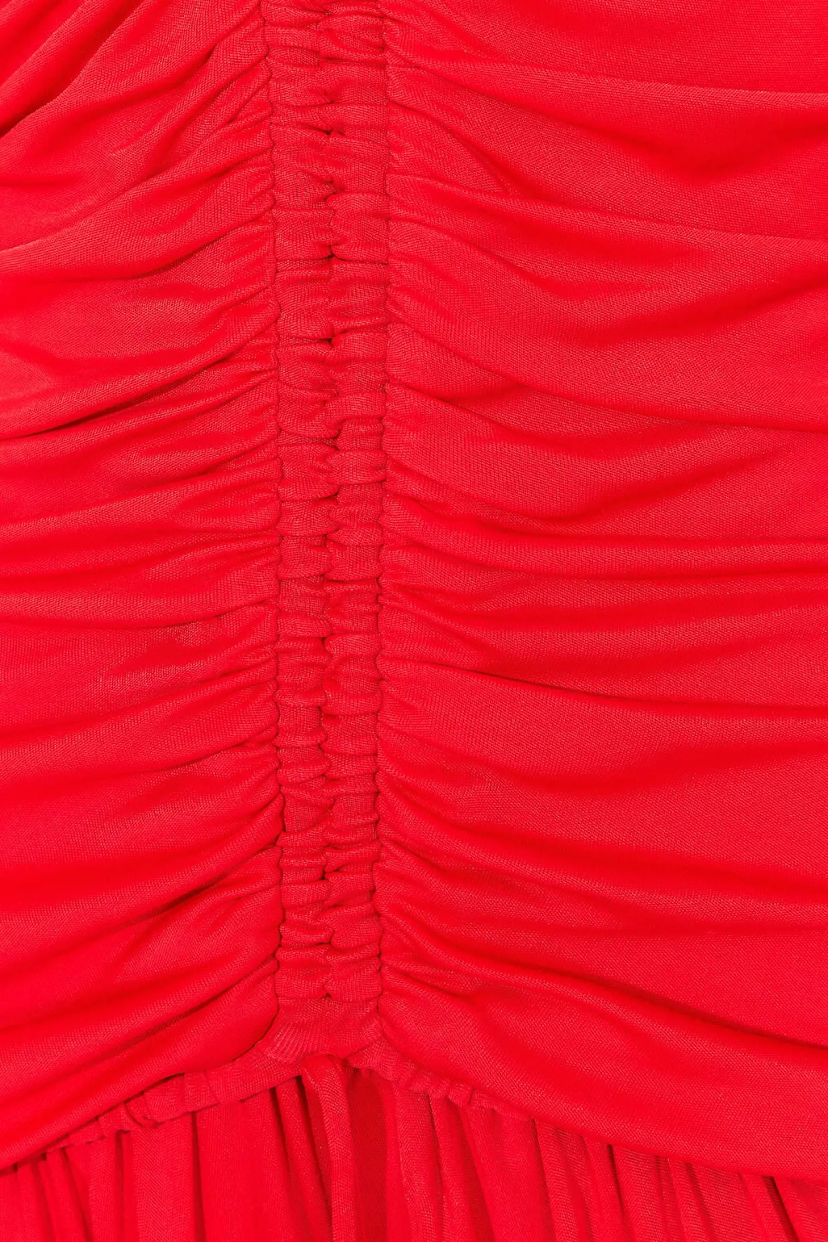 FARM Rio RED V NECKLINE LONG SLEEVE MIDI DRESS Cheap