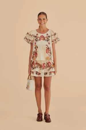 FARM Rio SAND LEOPARD FLOWERS MINI SKIRT Fashion