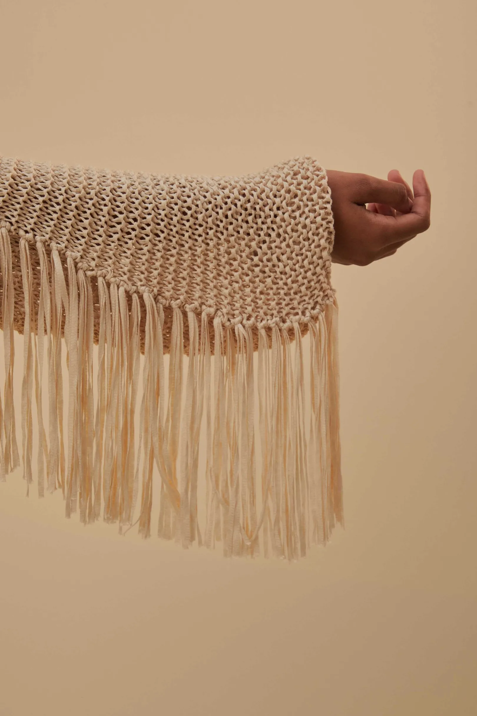 FARM Rio SAND STRIPES FRINGES KNIT CARDIGAN Shop