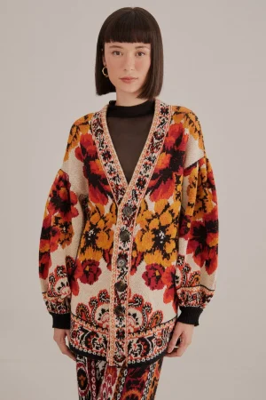 FARM Rio SAND WINTER TAPESTRY KNIT CARDIGAN Online