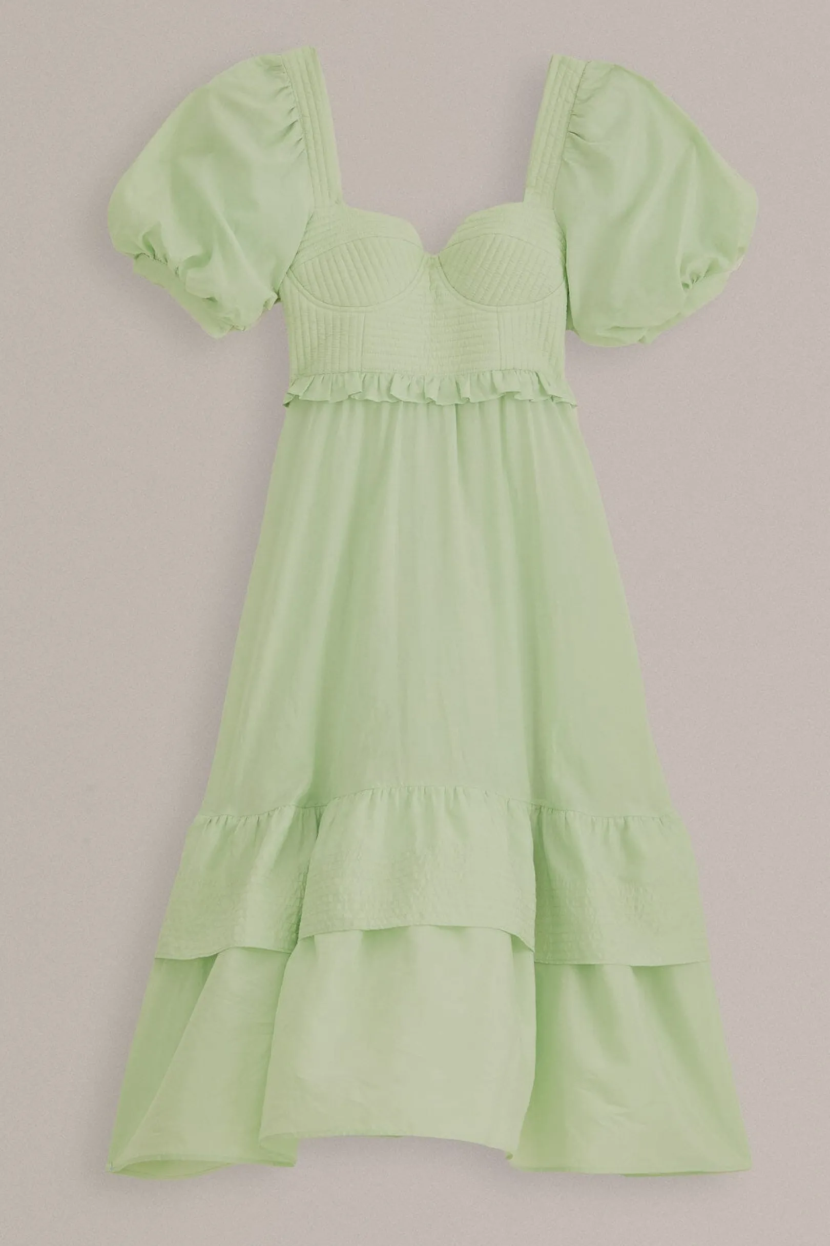 FARM Rio SOFT GREEN SHORT SLEEVE MIDI DRESS Clearance