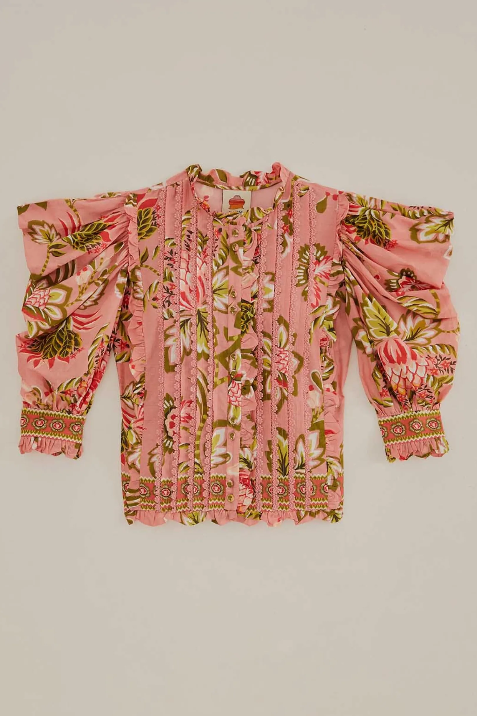 FARM Rio SOFT PINK AURA FLORAL SHORT SLEEVE BLOUSE Cheap