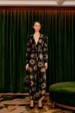 FARM Rio SUNNY MOOD SEQUIN V NECK JUMPSUIT Clearance