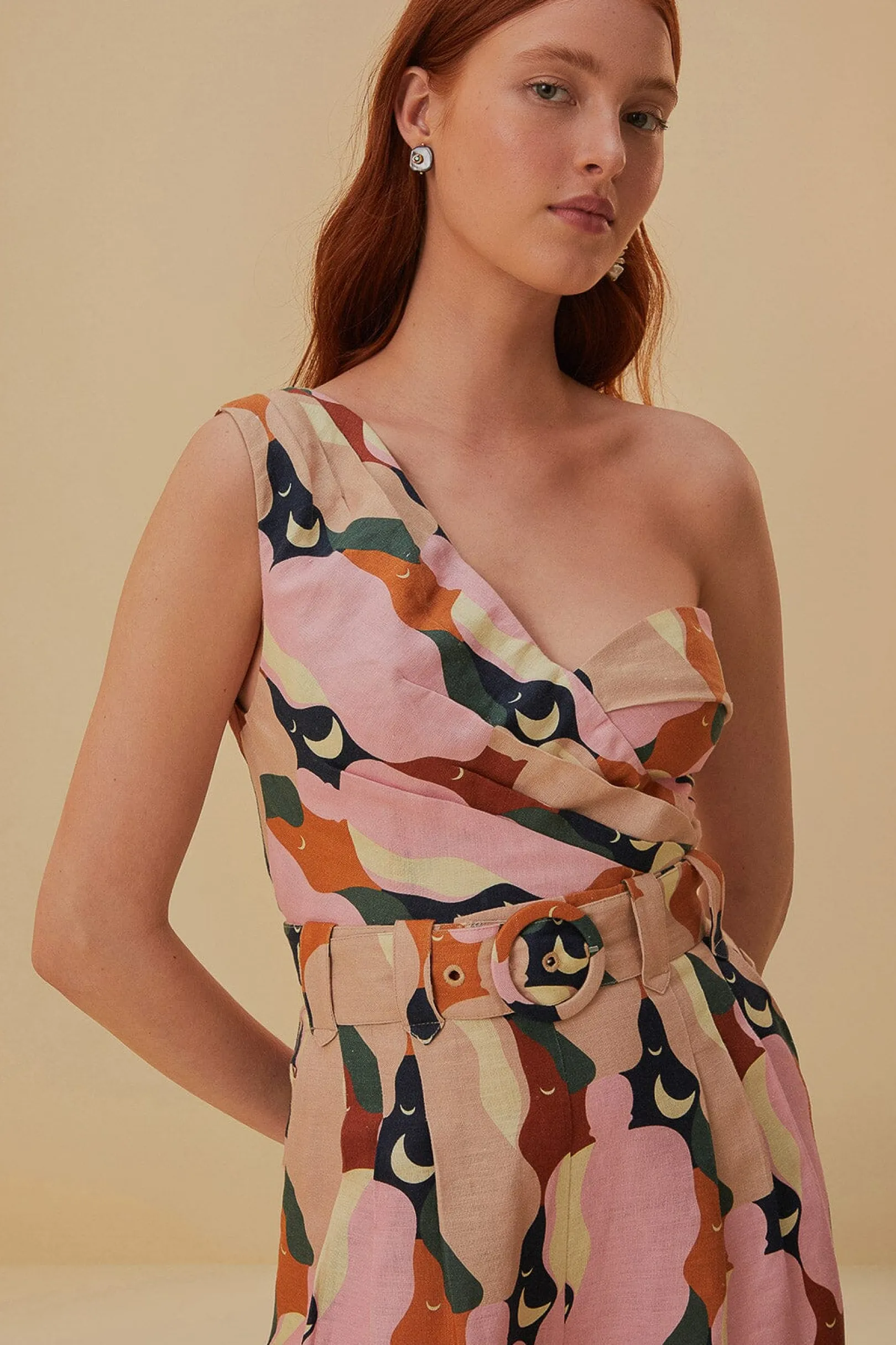 FARM Rio THE KISS MULTICOLOR ONE SHOULDER ROMPER Online