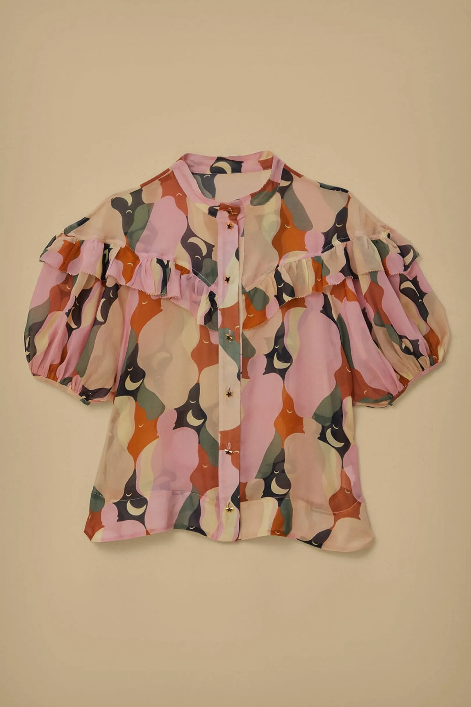 FARM Rio THE KISS MULTICOLOR SHORT SLEEVE BLOUSE Best Sale