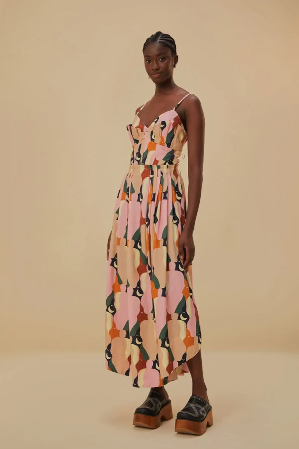 FARM Rio  THE KISS MULTICOLOR SLEEVELESS MIDI DRESS Hot