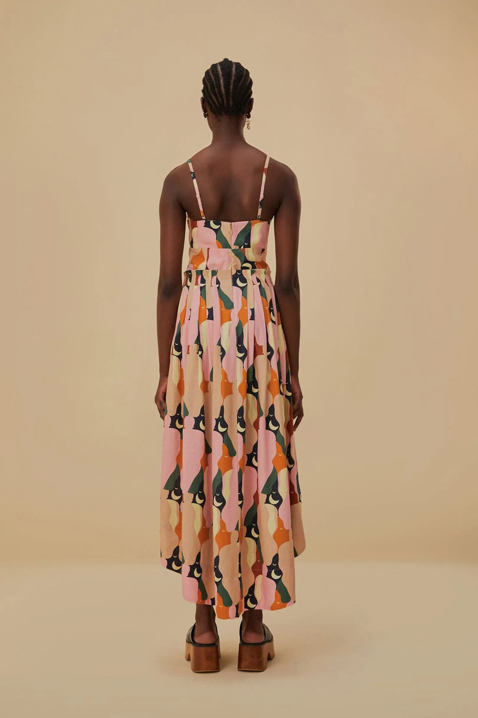 FARM Rio THE KISS MULTICOLOR SLEEVELESS MIDI DRESS Hot