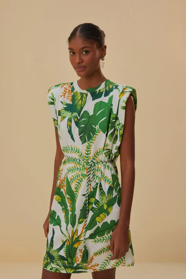 FARM Rio TROPICAL FOREST OFF-WHITE T-SHIRT DRESS Cheap