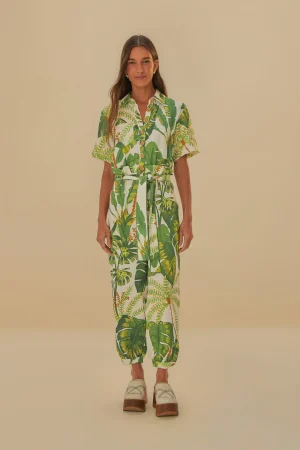 FARM Rio TROPICAL FOREST OFF-WHITE JUMPSUIT Flash Sale