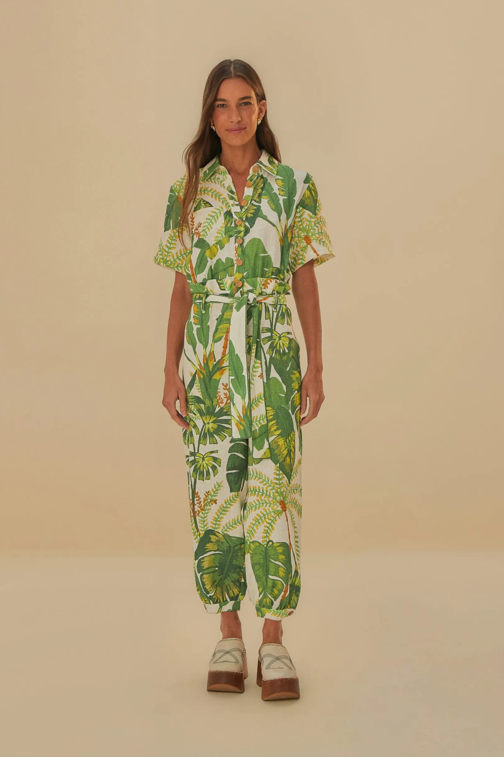 FARM Rio TROPICAL FOREST OFF-WHITE JUMPSUIT Flash Sale