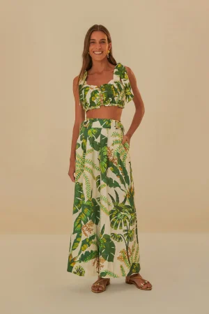FARM Rio TROPICAL FOREST OFF-WHITE PANTS Clearance