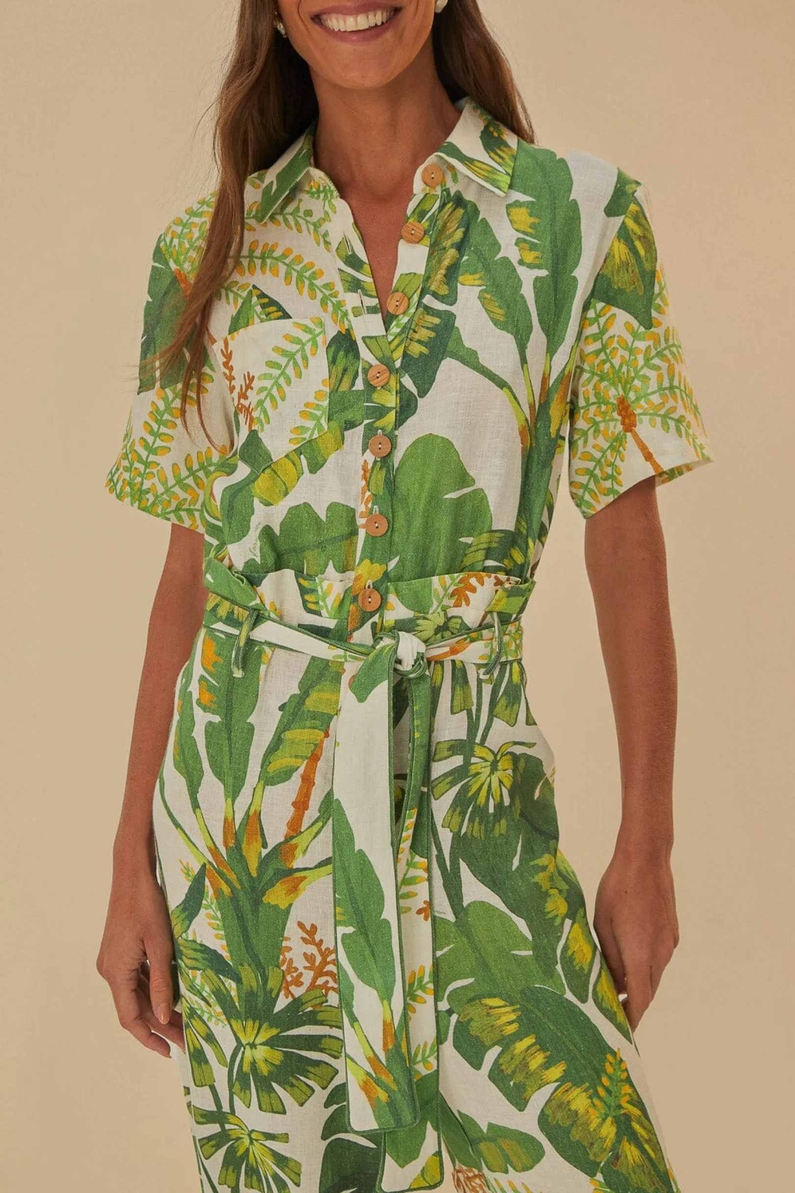FARM Rio TROPICAL FOREST OFF-WHITE JUMPSUIT Flash Sale