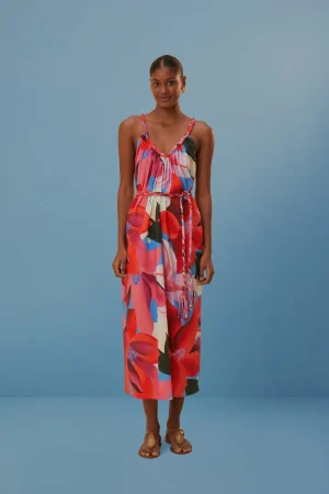 FARM Rio WATERCOLOR FLORAL SLEEVELESS COVER UP Best