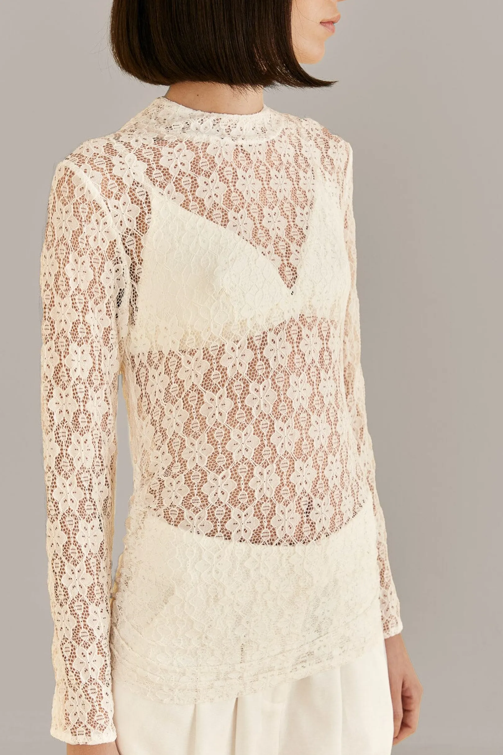 FARM Rio WHITE LACE LONG SLEEVE BLOUSE Hot