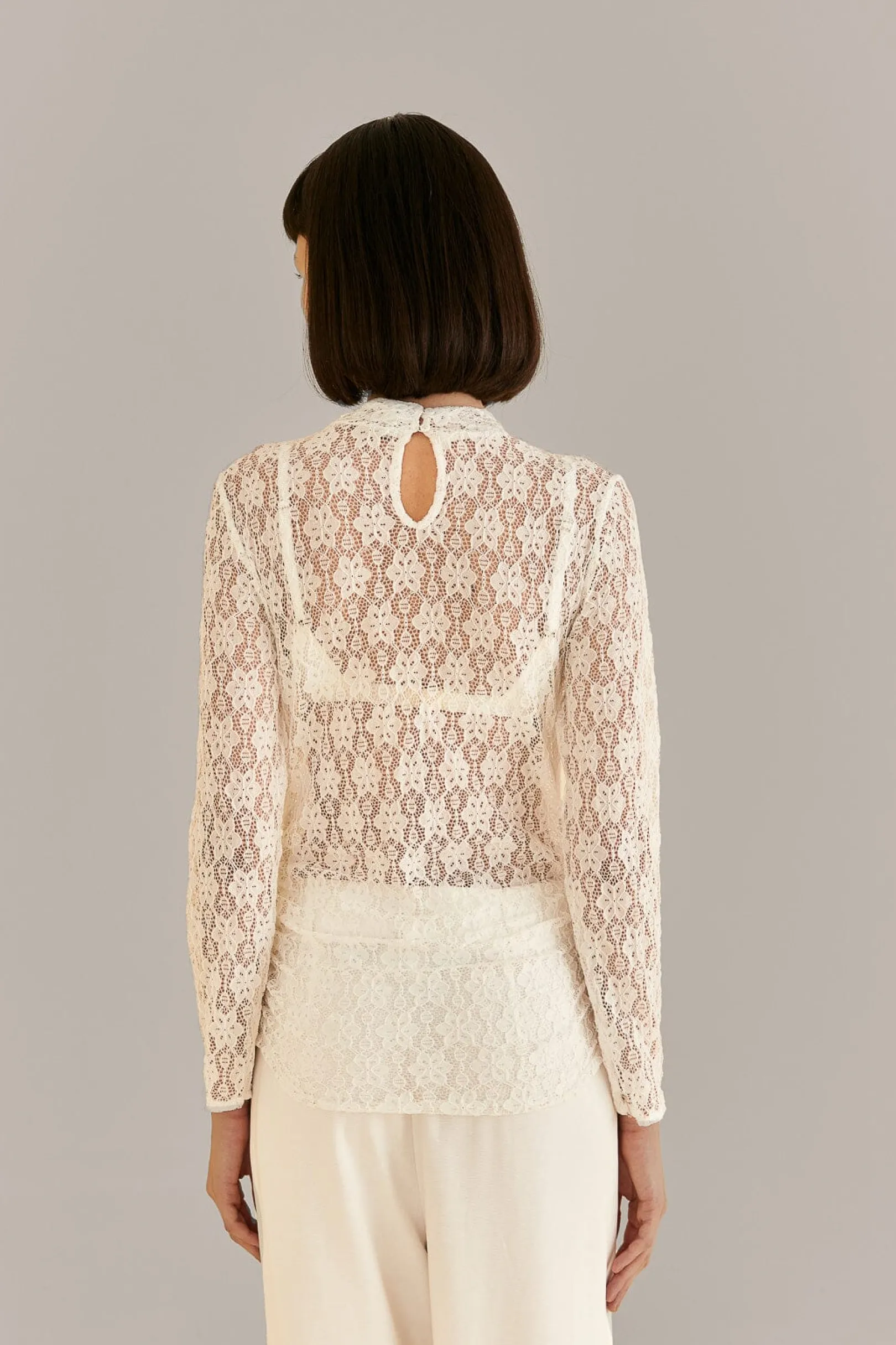 FARM Rio WHITE LACE LONG SLEEVE BLOUSE Hot